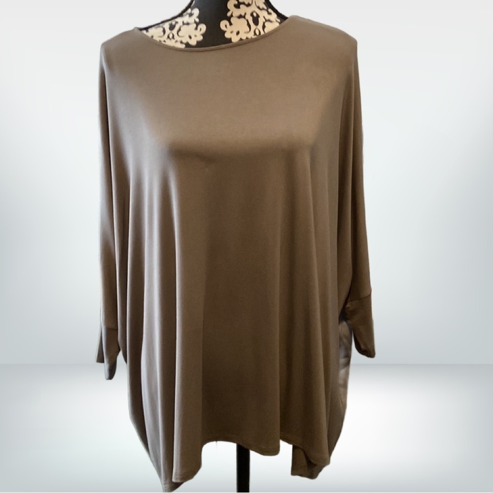Marlawynne Boxy Bateau Neck Top, Olive, Small
